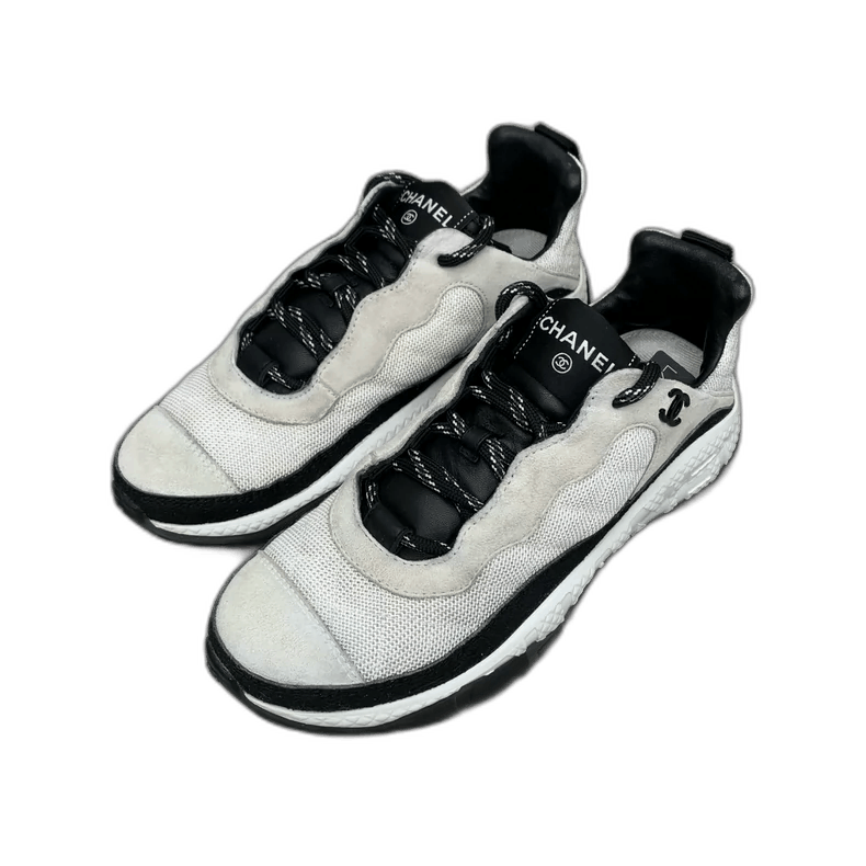 Chanel Black and White Sports Sneakers Size 37.5 -2505