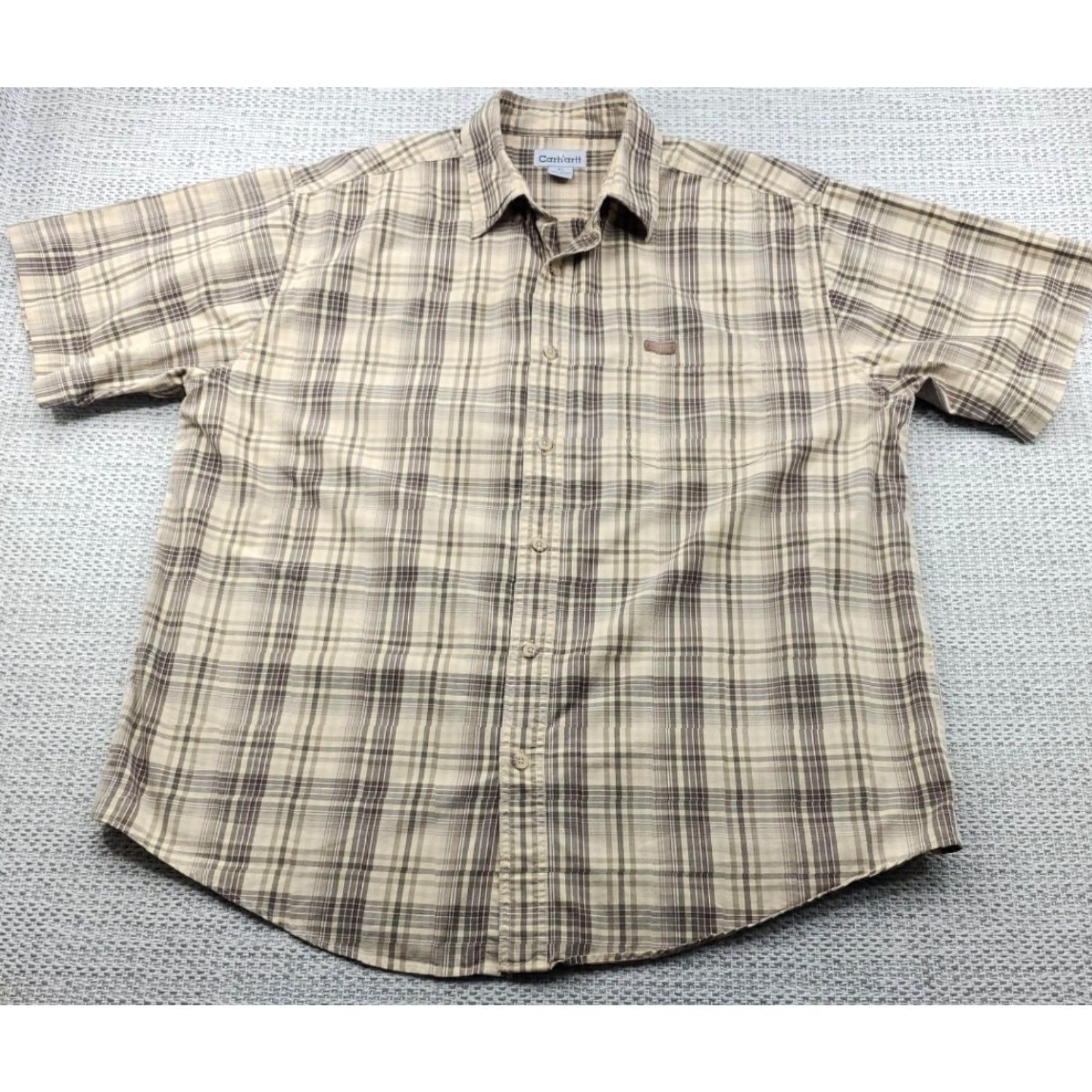 Carhartt VINTAGE Carhartt Shirt Mens XL Button Up Short Sleeve Plaid Cotton Regular Fit Workwear Size US XL / EU 56 / 4 - 2 Thumbnail