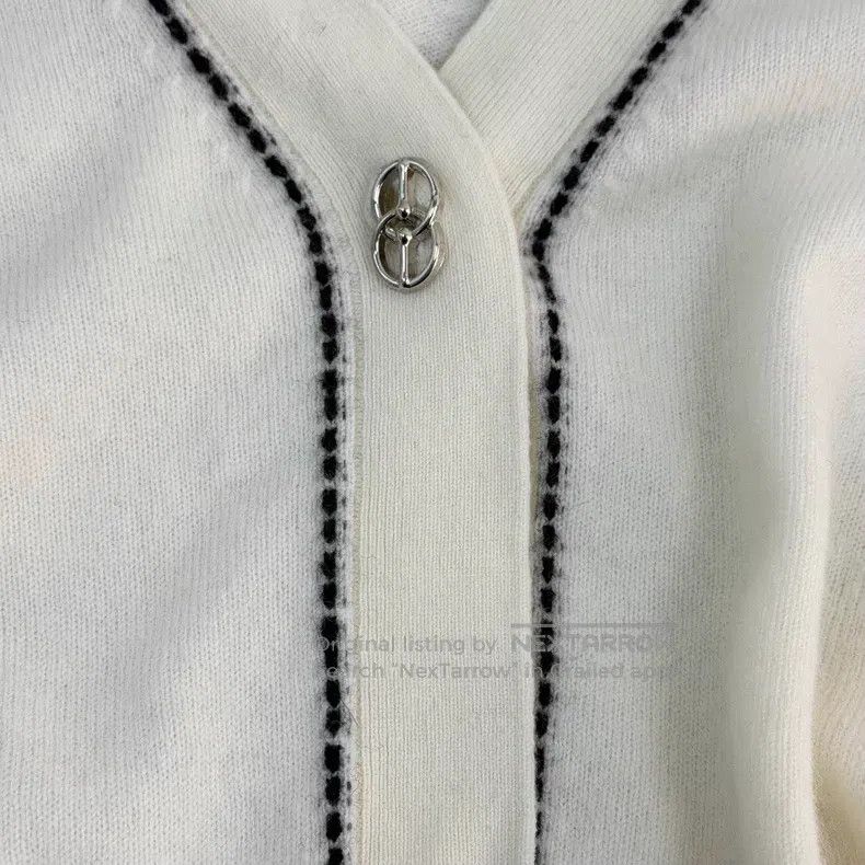 Hermes Hermes White Silver Buckle Cashmere Cardigan Size XS / US 0-2 / IT 36-38 - 7 Thumbnail