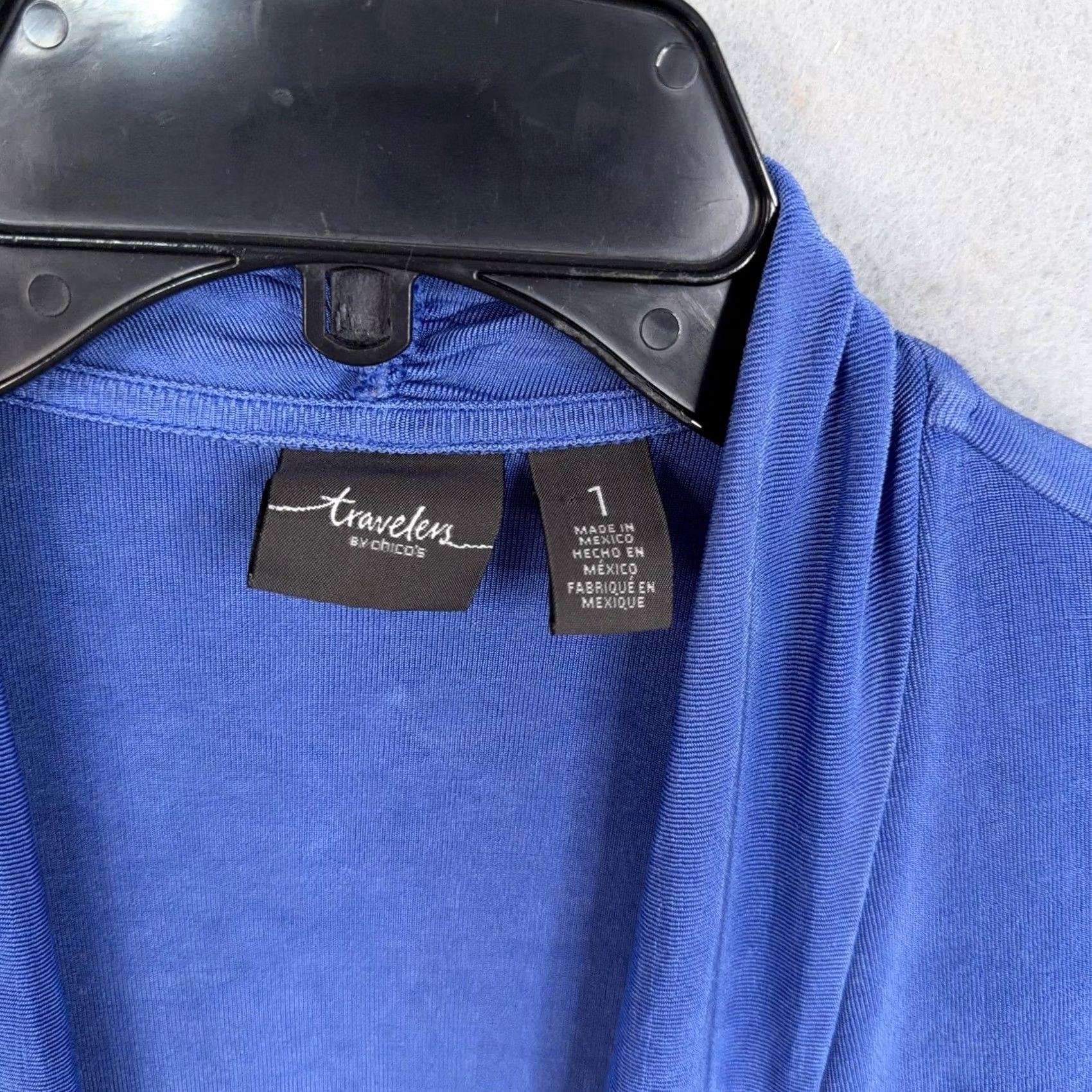 Vintage Chico's Travelers Cardigan Sweater Womens 1 Blue Open Front Lightweight Knit Cardigan 3/4 Sleeve Casual Travel Womens Size M / US 6-8 / IT 42-44 - 4 Thumbnail