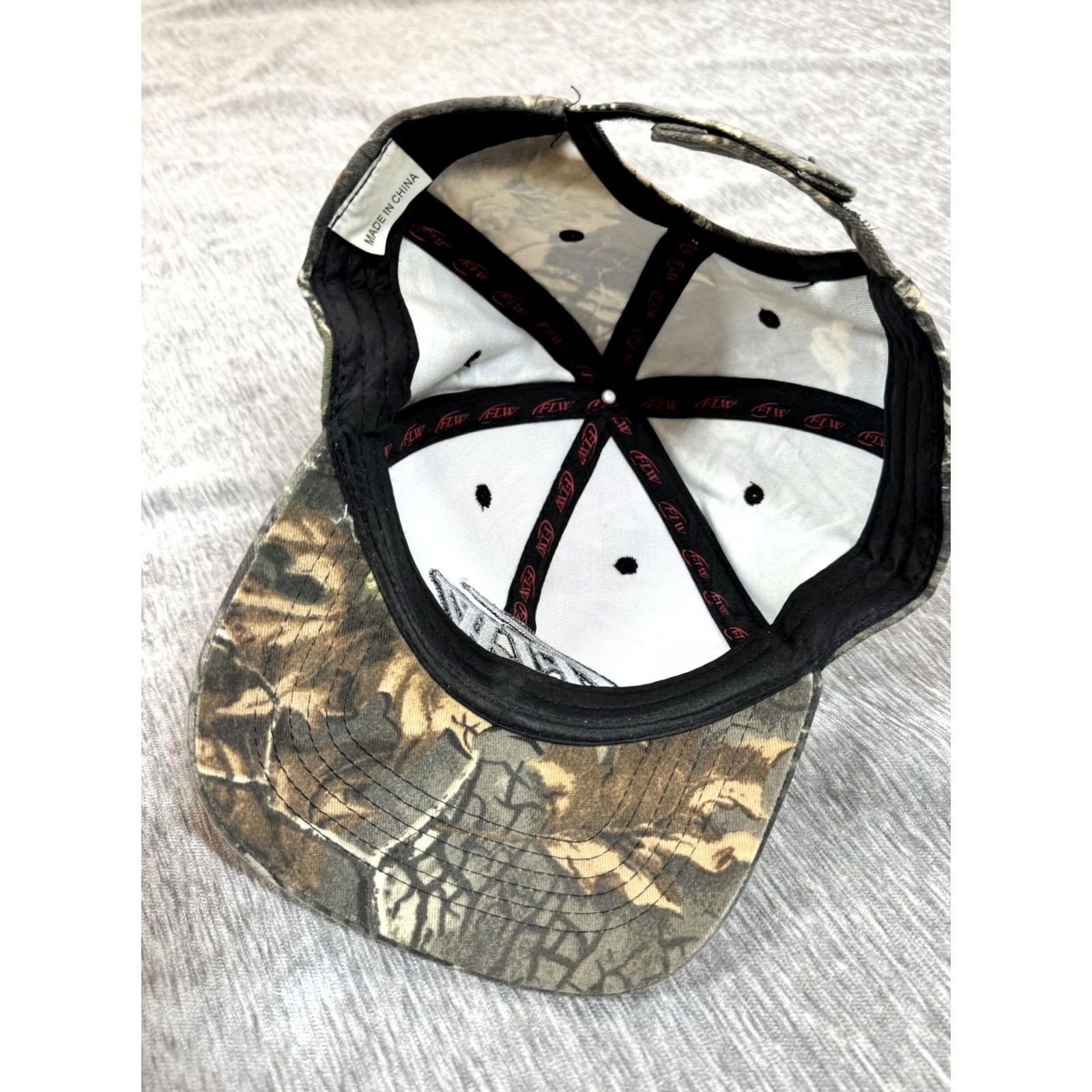 Vintage FLW Hat Cap Mens Green Camo Fishing Tournament Outdoors Hunting Strap Back Size ONE SIZE - 5 Thumbnail