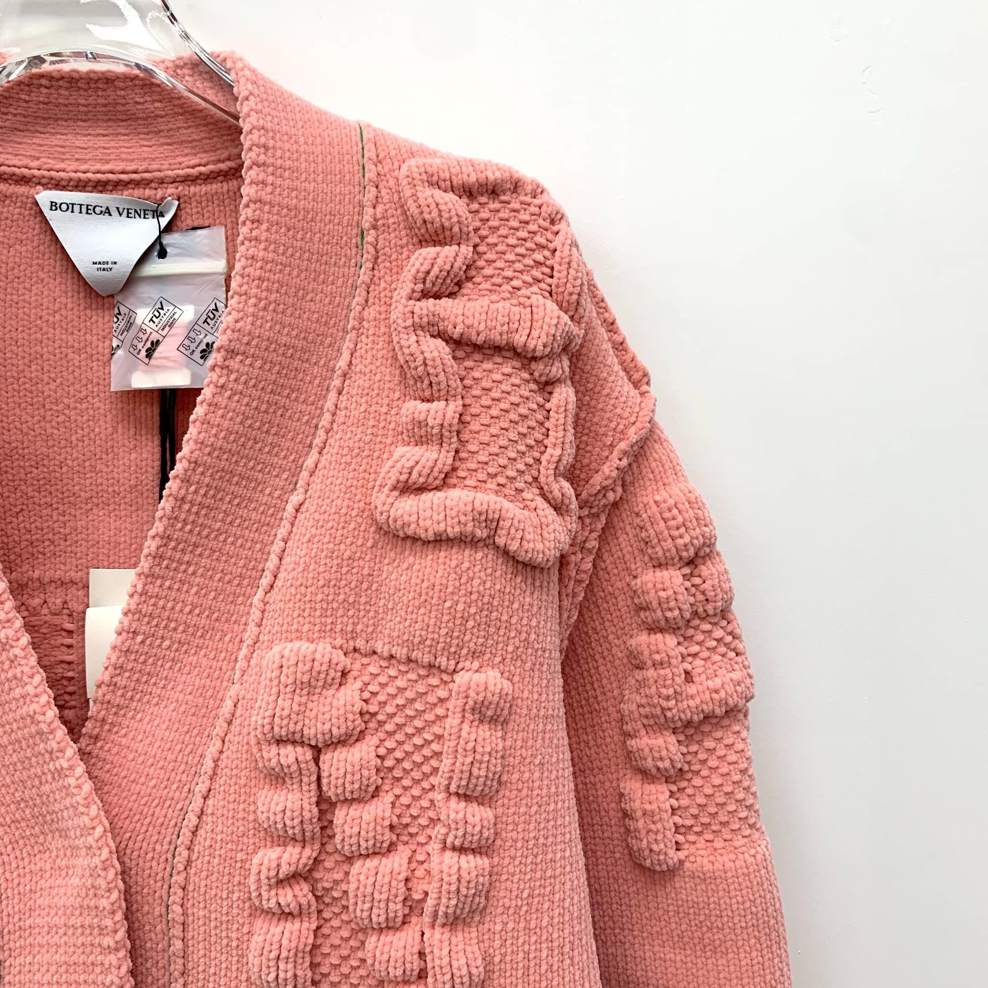 Bottega Veneta Bottega Veneta Pink Embossed Logo V-Neck Knit Cardigan (Size Size S / US 4 / IT 40 - 7 Thumbnail