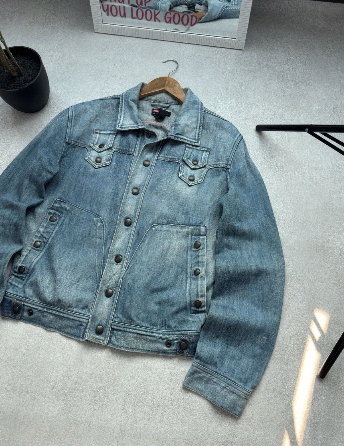 Diesel Vintage Diesel 90s Denim Jeans Logo Button Up Blue Jacket Size US L / EU 52-54 / 3 - 3 Thumbnail