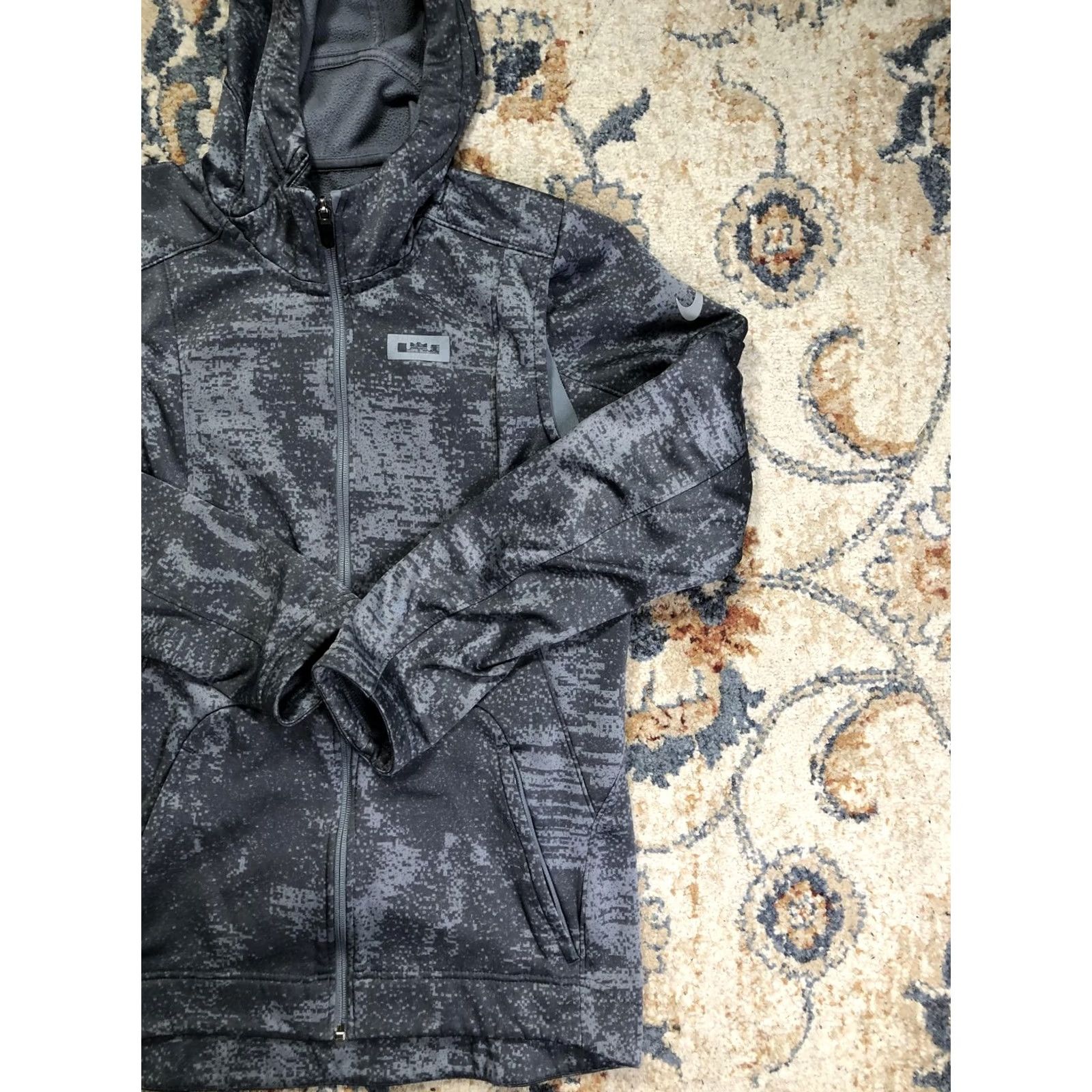 Nike Nike LeBron Dri-FIT Hoodie Mens Small Gray Camouflage Full Zip Fleece Logo Size US S / EU 44-46 / 1 - 4 Thumbnail