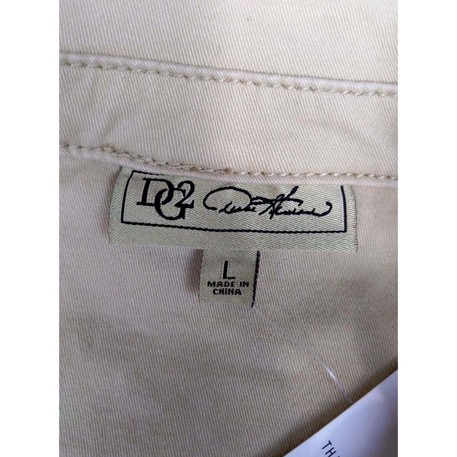 Denime DG2 by Diane Gilman Womens L Beige Denim Sequin Camo Military Jacket Chore jean Size 36" / US 14 / IT 50 - 6 Thumbnail