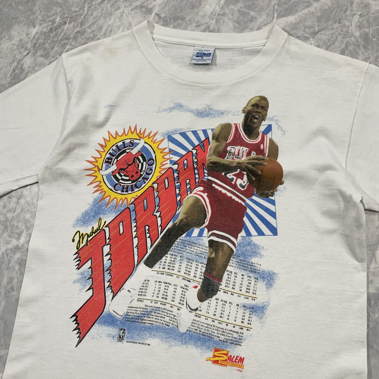 NBA × Salem Sportswear × Vintage VTG 90s NBA SALEM CHICAGO BULLS JORDAN 1990 T-SHIRT Size US M / EU 48-50 / 2 - 2 Thumbnail
