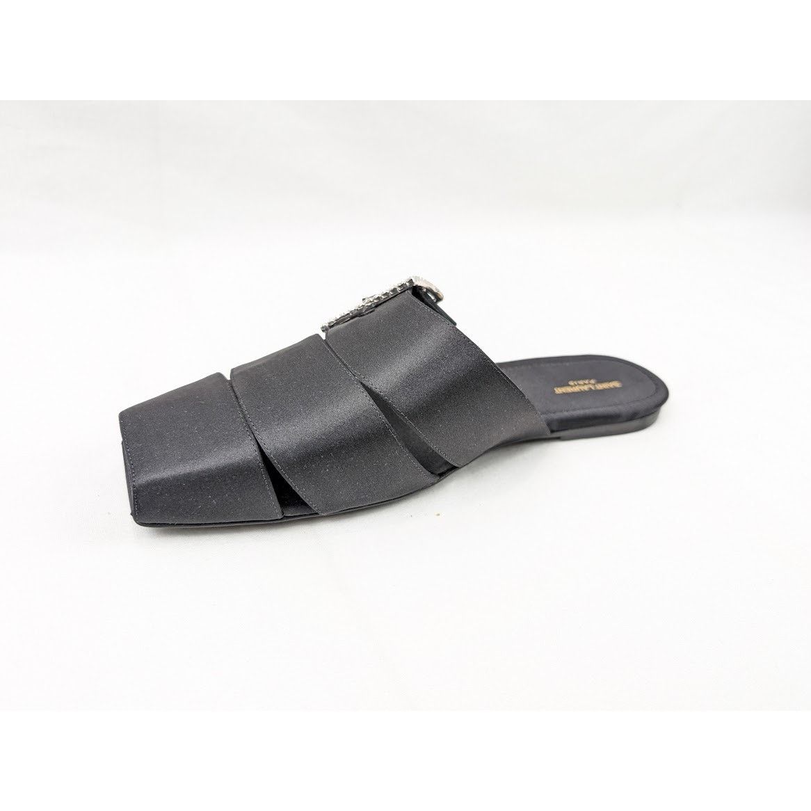Saint Laurent Paris o1rshd1 Jacques Slide Strass Crepe Satin Sandal in Nero Size US 9 / EU 42 - 11 Thumbnail