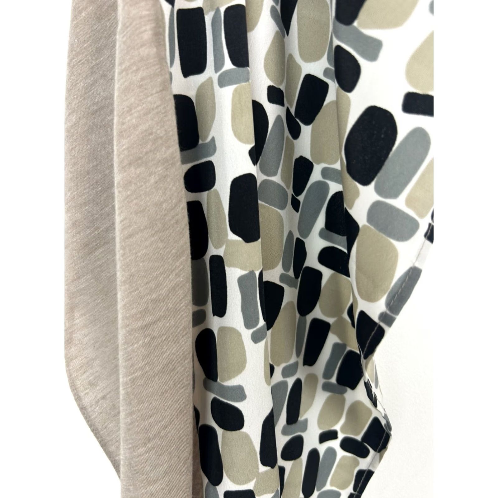 Vintage Echo Scarf Rectangle Beige Geometric Print 70" x 16" Unique Womens Size ONE SIZE - 4 Thumbnail