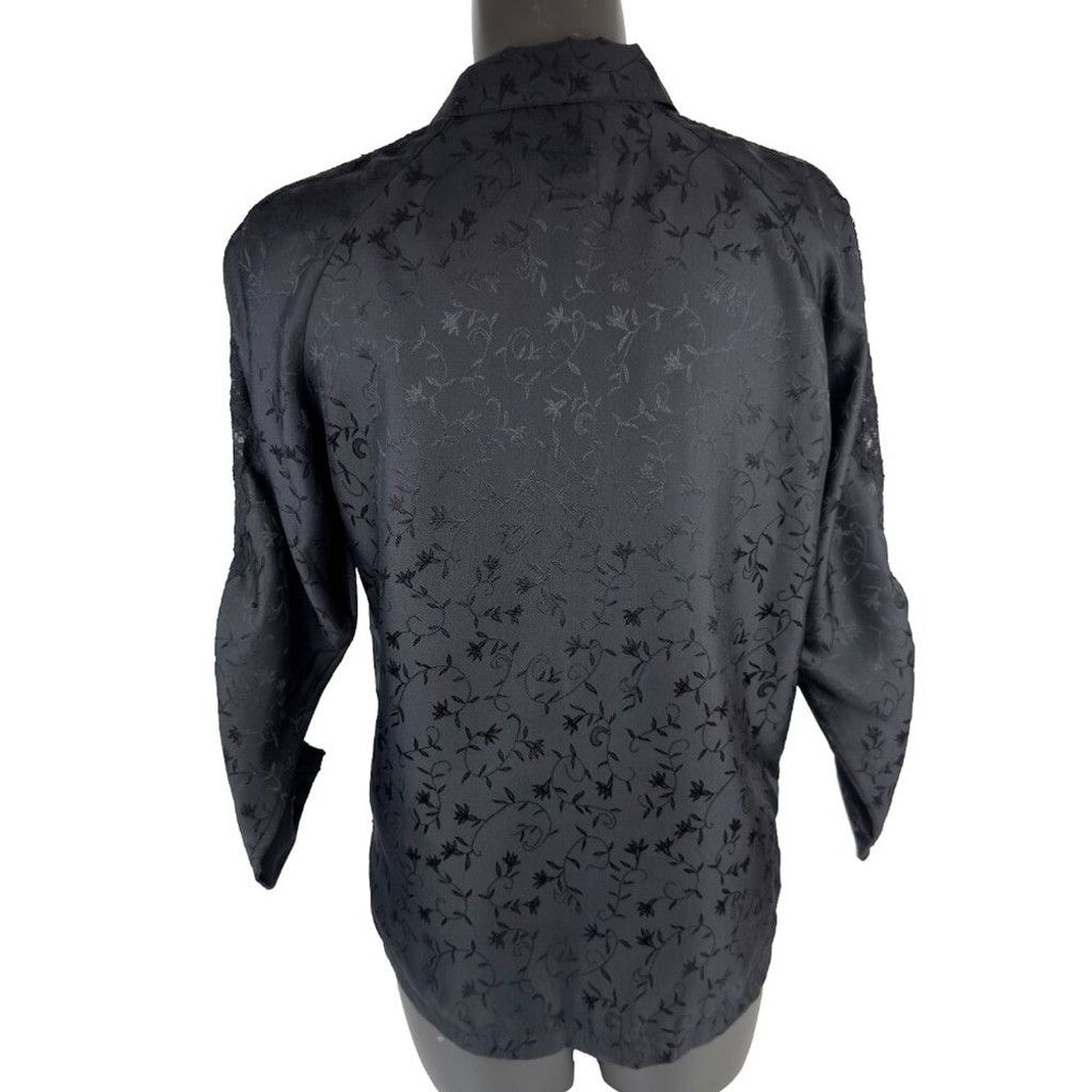 Other VOGUE Dessous VTG Jacquard Long Sleeve Black Pajama Set Sz M Size ONE SIZE - 4 Thumbnail