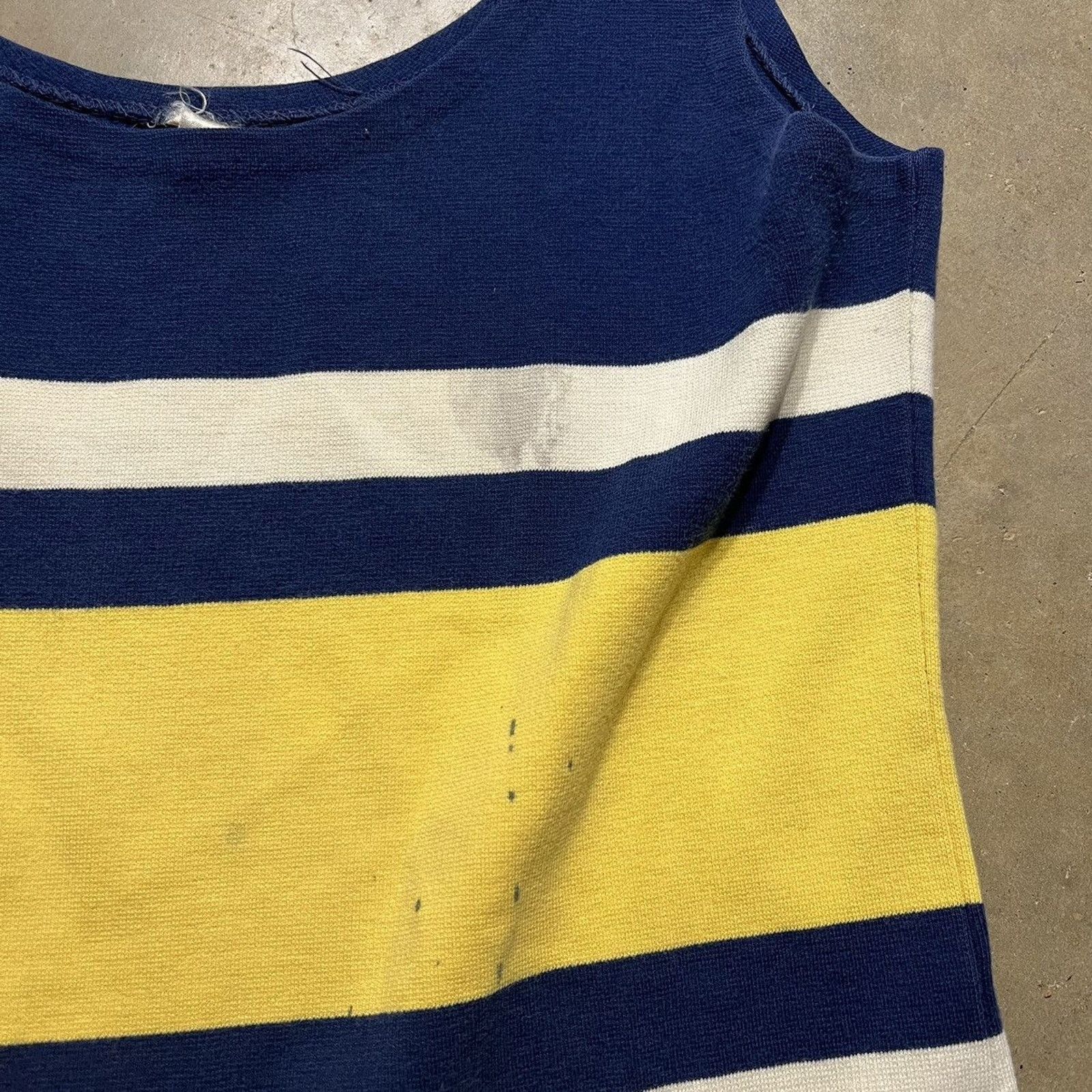 Vintage Vintage 60s 70s Blue Yellow White Striped Tank Top Size US S / EU 44-46 / 1 - 2 Thumbnail