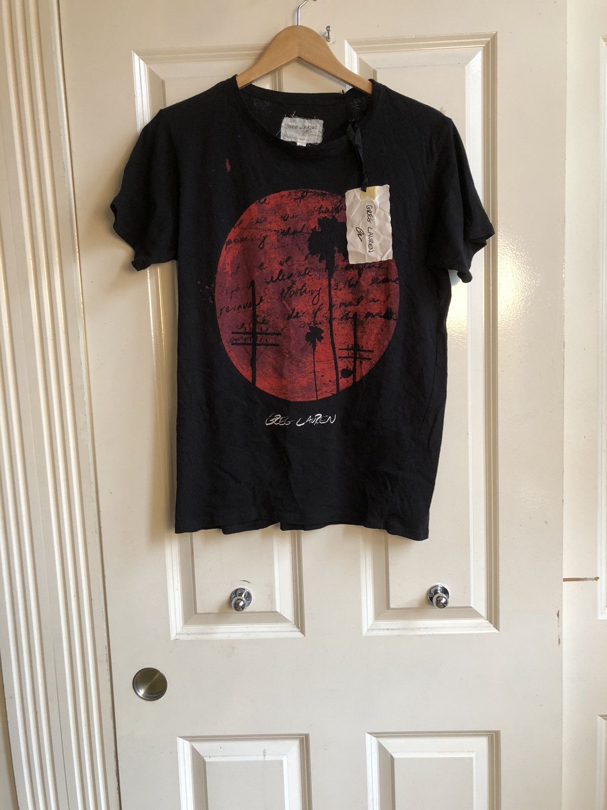 image of Greg Lauren Moonscape Printed T-Shirt in Black, Men's (Size Medium)