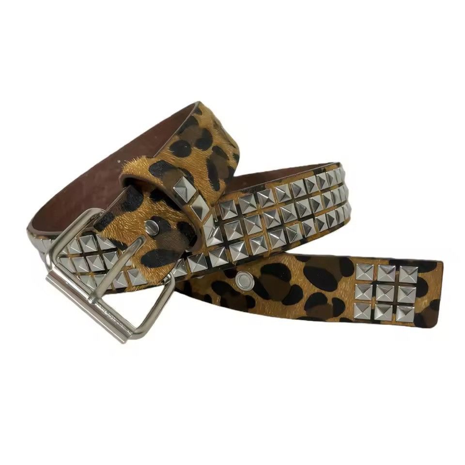Japanese Brand Brown Studded Belt 110 cm Size ONE SIZE - 3 Thumbnail