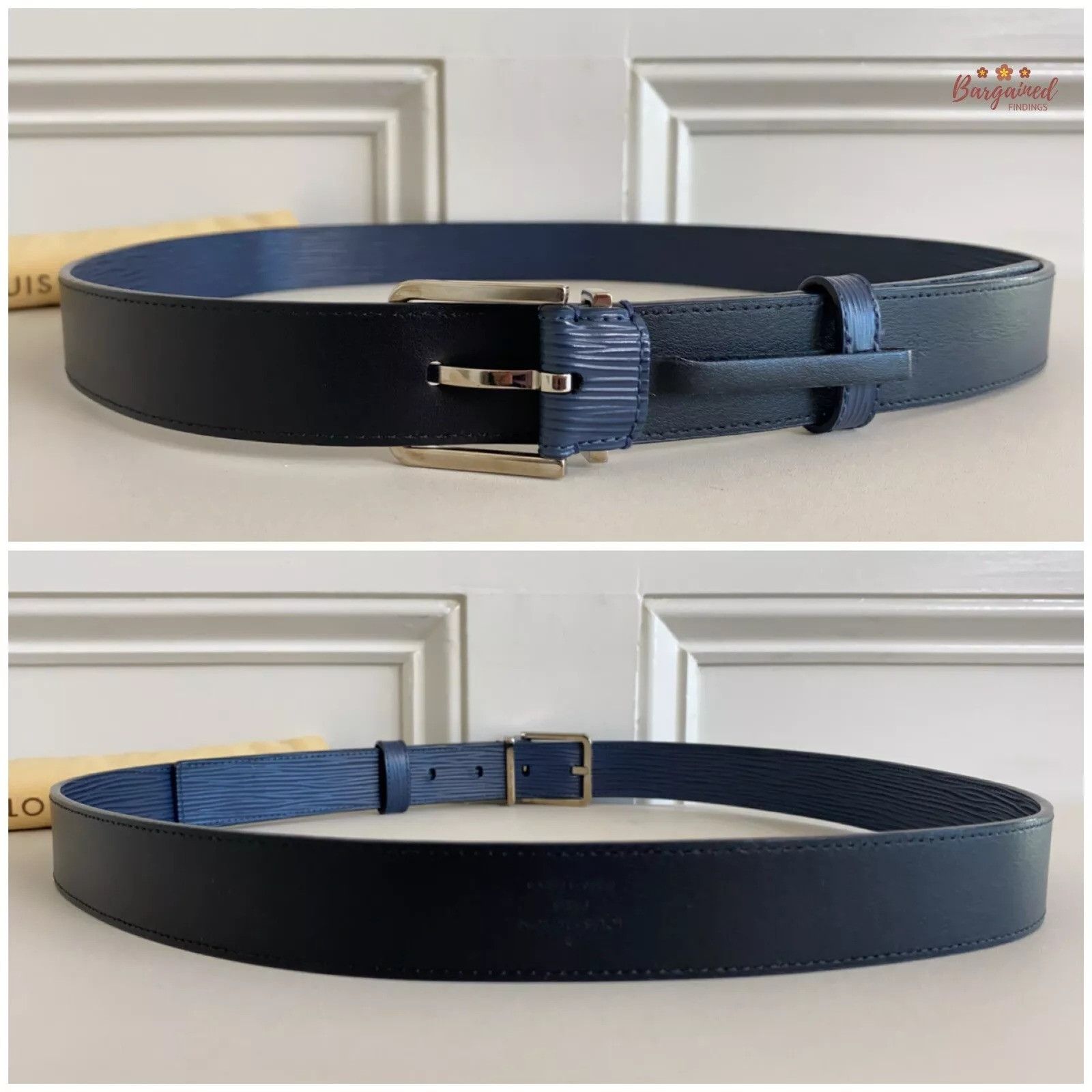 Louis Vuitton Louis Vuitton Blue Epi Leather Metal Square Buckle Belt Size 36 - 4 Thumbnail