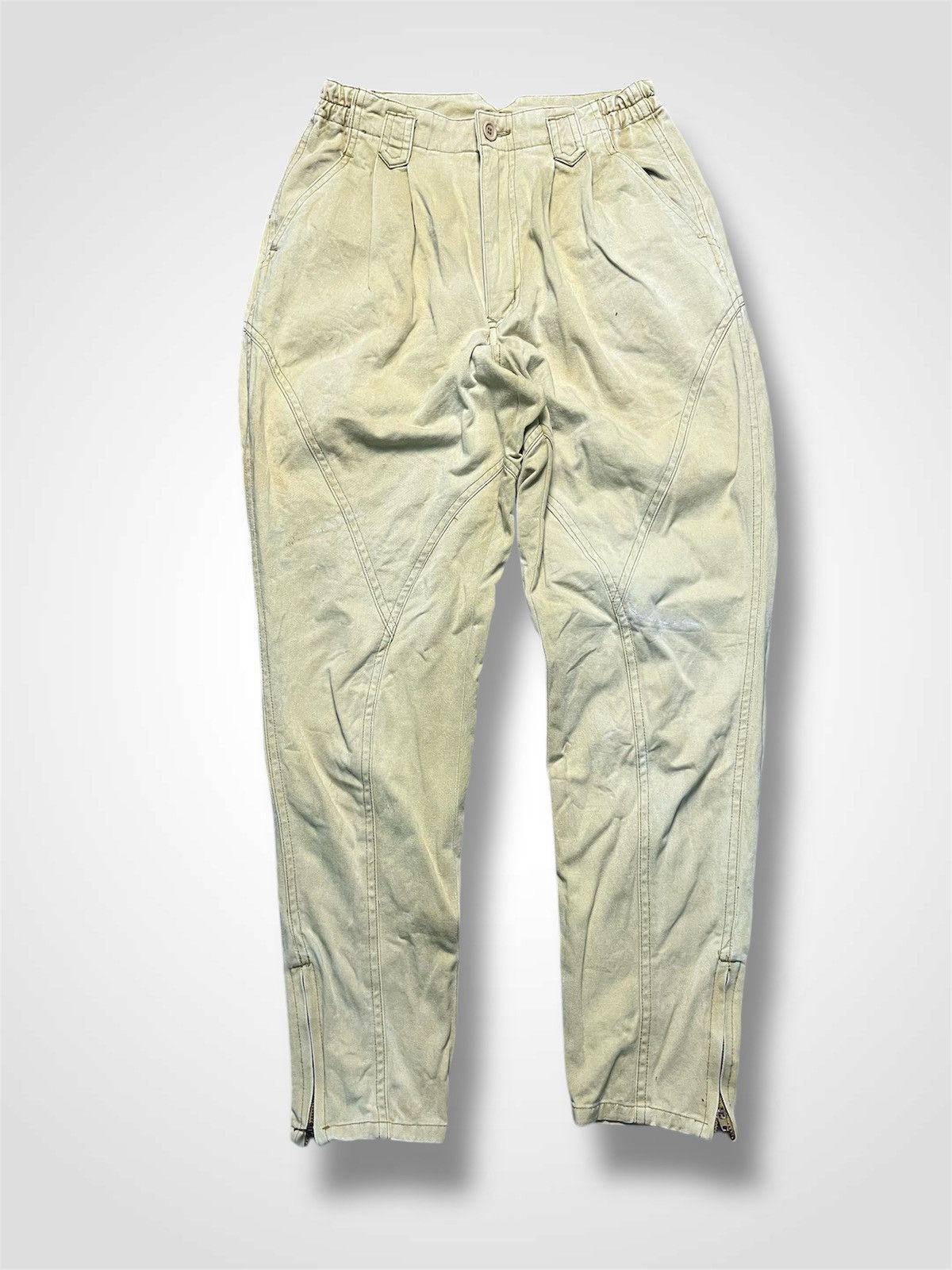 If Six Was Nine LA VIE EN ROSE Panelled Khaki Ankle Zip Pants (42) Size US 26 / EU 42 - 1 Thumbnail