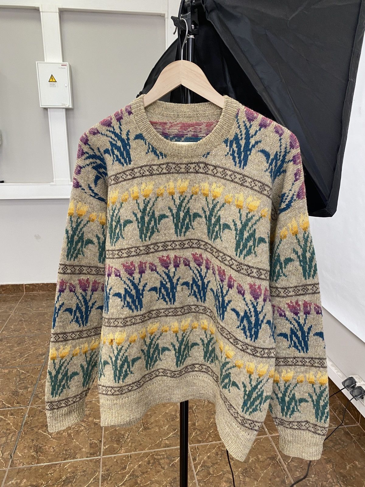 Vintage 🌷 Vintage 90s Y2K Tulips Knit Sweater Retro Rare Hype Size US M / EU 48-50 / 2 - 1 Thumbnail