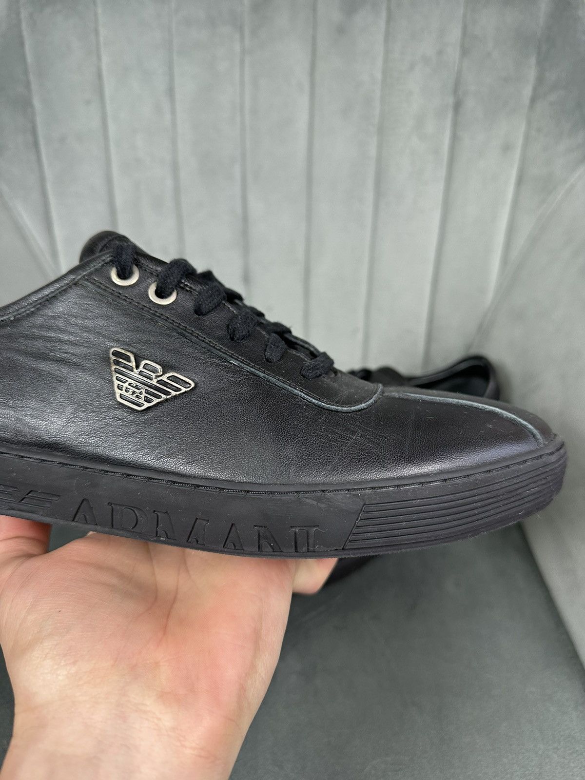 Armani × Emporio Armani Emporio Armani Leather Low Top Sneakers Shoes Men’s Black 41 Size US 8 / EU 41 - 11 Thumbnail