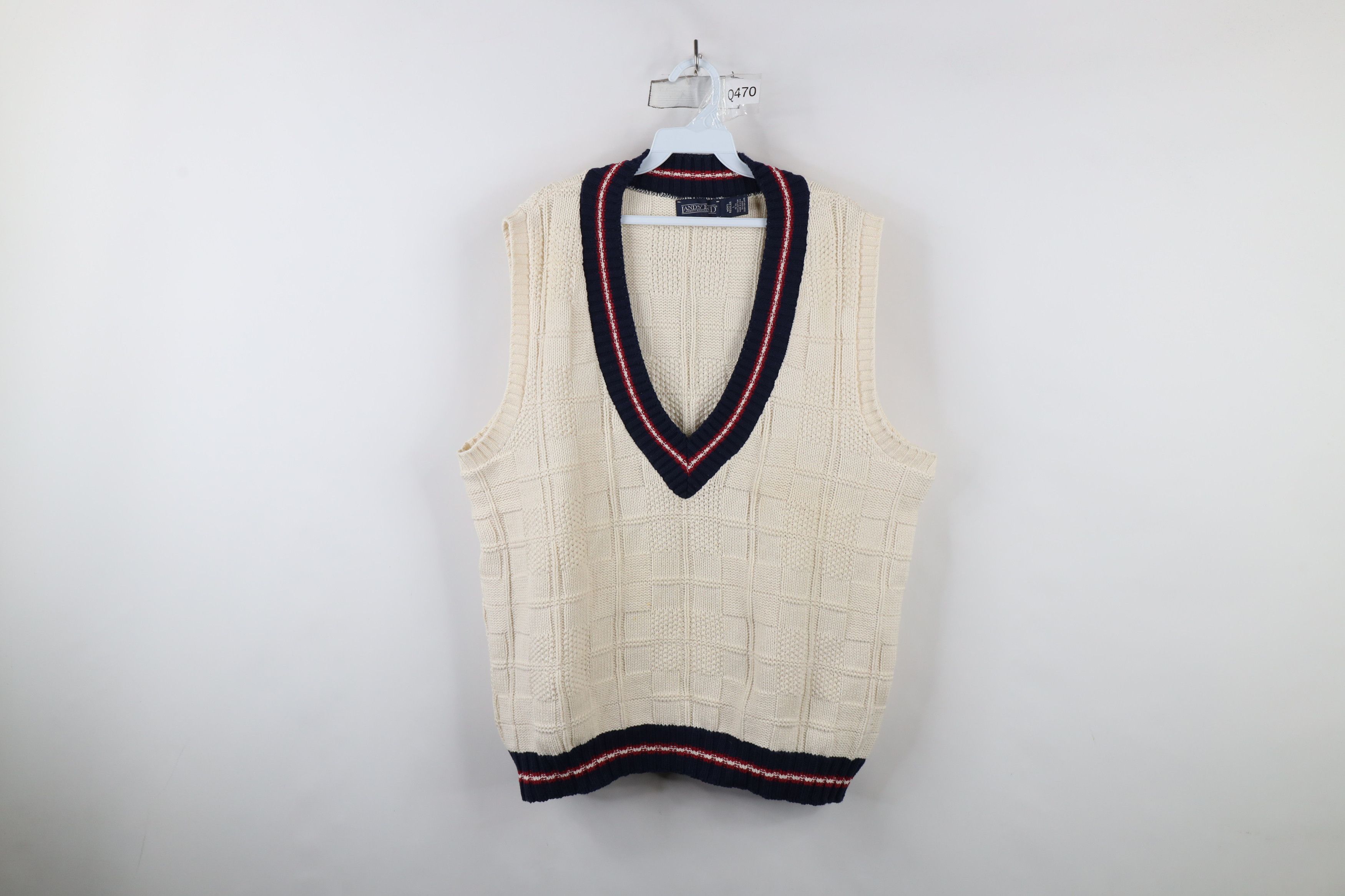 Vintage 90s Lands End Cotton Knit V-Neck Sweater Vest USA