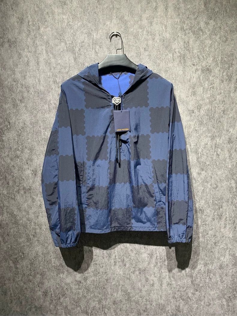 Louis Vuitton☆チェック柄マウンテンパーカー ジャケット☆48 ◇グラフィカル【 LV 】ダミエリバーシブル ウインドブレーカー (Louis