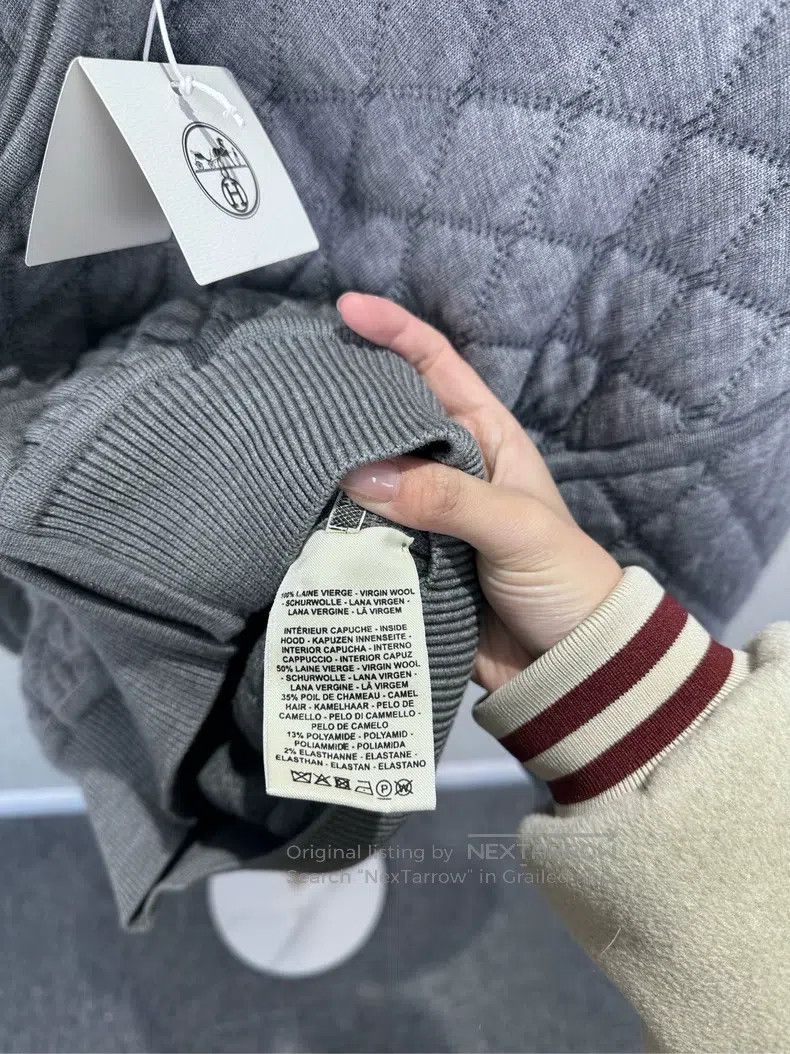 Hermes Hermes Gray Diamond Quilted Cotton Outerwear Size XXS / US 00 / IT 34 - 5 Thumbnail
