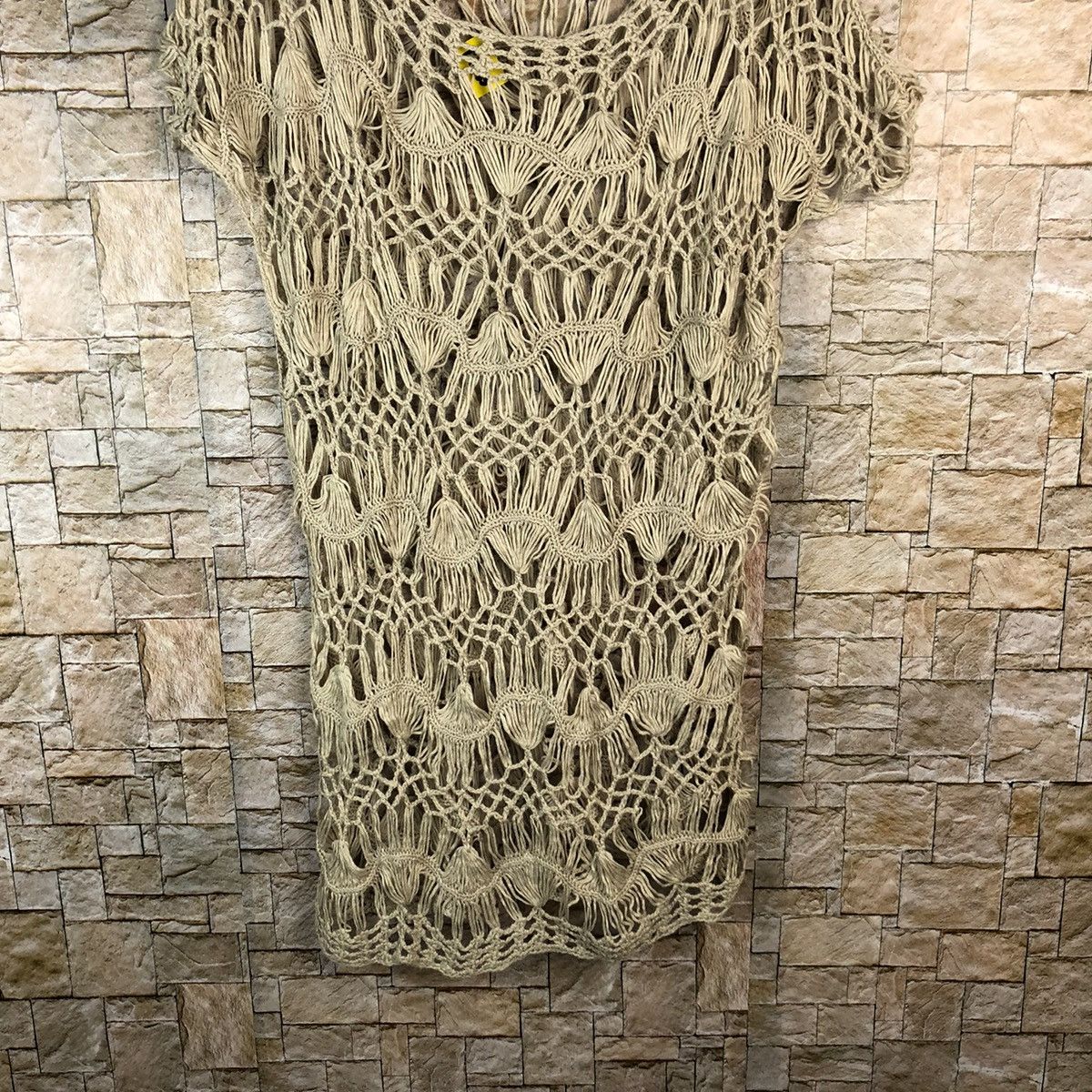 Homespun Knitwear × Japanese Brand × Vintage Japanese Brand crochet meshnet Brown Knitwear #A1233 Size M / US 6-8 / IT 42-44 - 3 Thumbnail