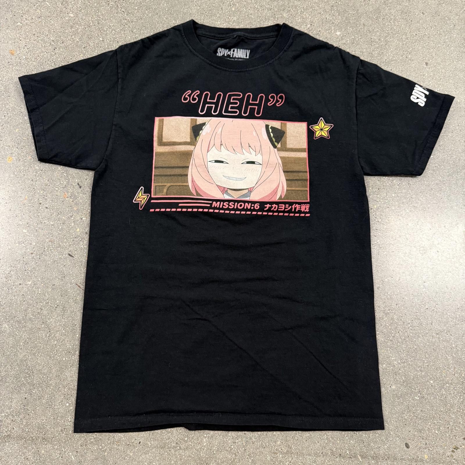 Designer Spy x Family Project Anya HEH Face T-Shirt Black Pink - S Size US L / EU 52-54 / 3 - 1 Thumbnail