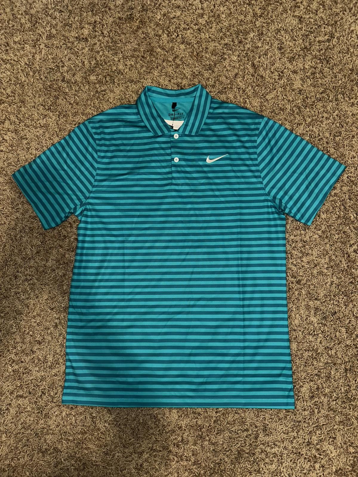 Nike Nike Men's Dry Essential Teal Stripe Golf Polo Shirt Sample Size US M / EU 48-50 / 2 - 1 Thumbnail