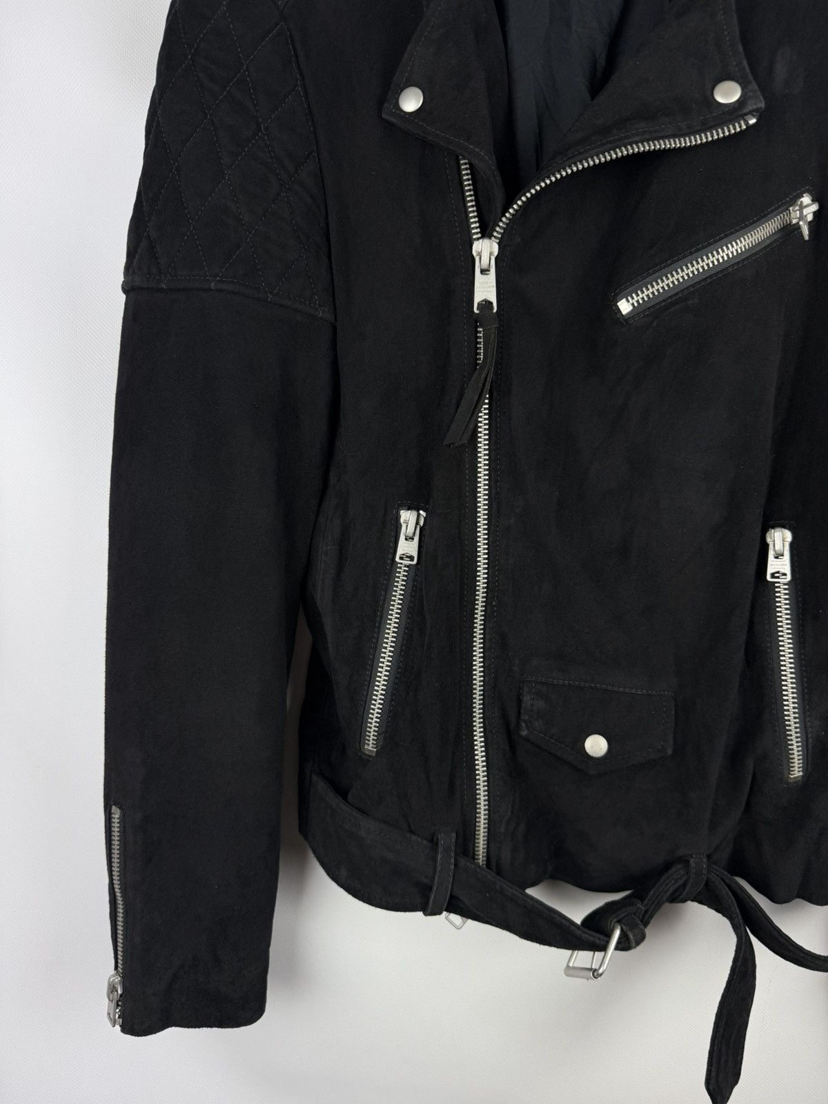 Allsaints Allsaints Bonson Biker Goat Leather Belted Suede Jacket Size US M / EU 48-50 / 2 - 7 Thumbnail