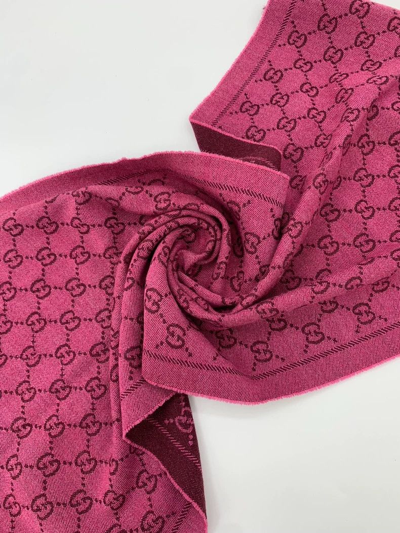 Gucci Gucci Rose-red double G old flower full print wool tassel s Size ONE SIZE - 7 Thumbnail