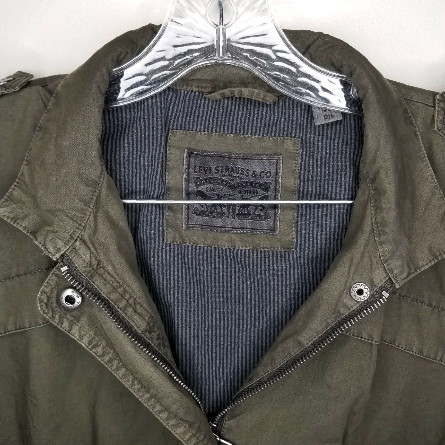 Vintage Levi Strauss Women's Green Cotton Utility Pea Coat Jacket Full Zip Size S Size S / US 4 / IT 40 - 4 Thumbnail