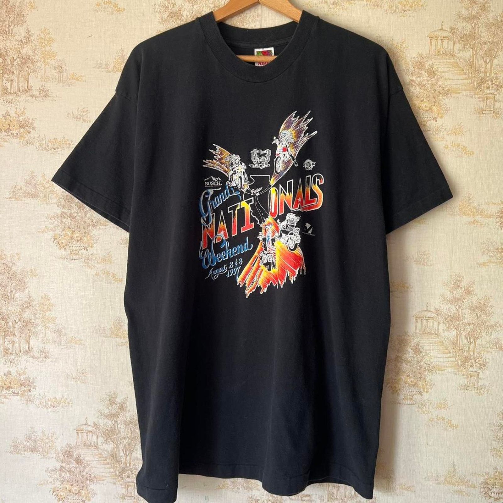 Fruit Of The Loom Vintage 90s Busch Grand Nationals T-Shirt | Fits XLT Size US XL / EU 56 / 4 - 2 Thumbnail