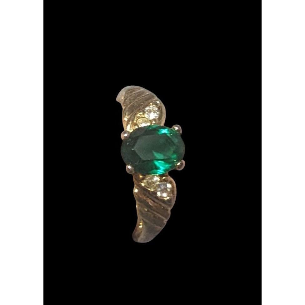 Other Elegant Mid Century Jewelry Concepts Gold Tone Ring With Gre Size ONE SIZE - 18 Thumbnail