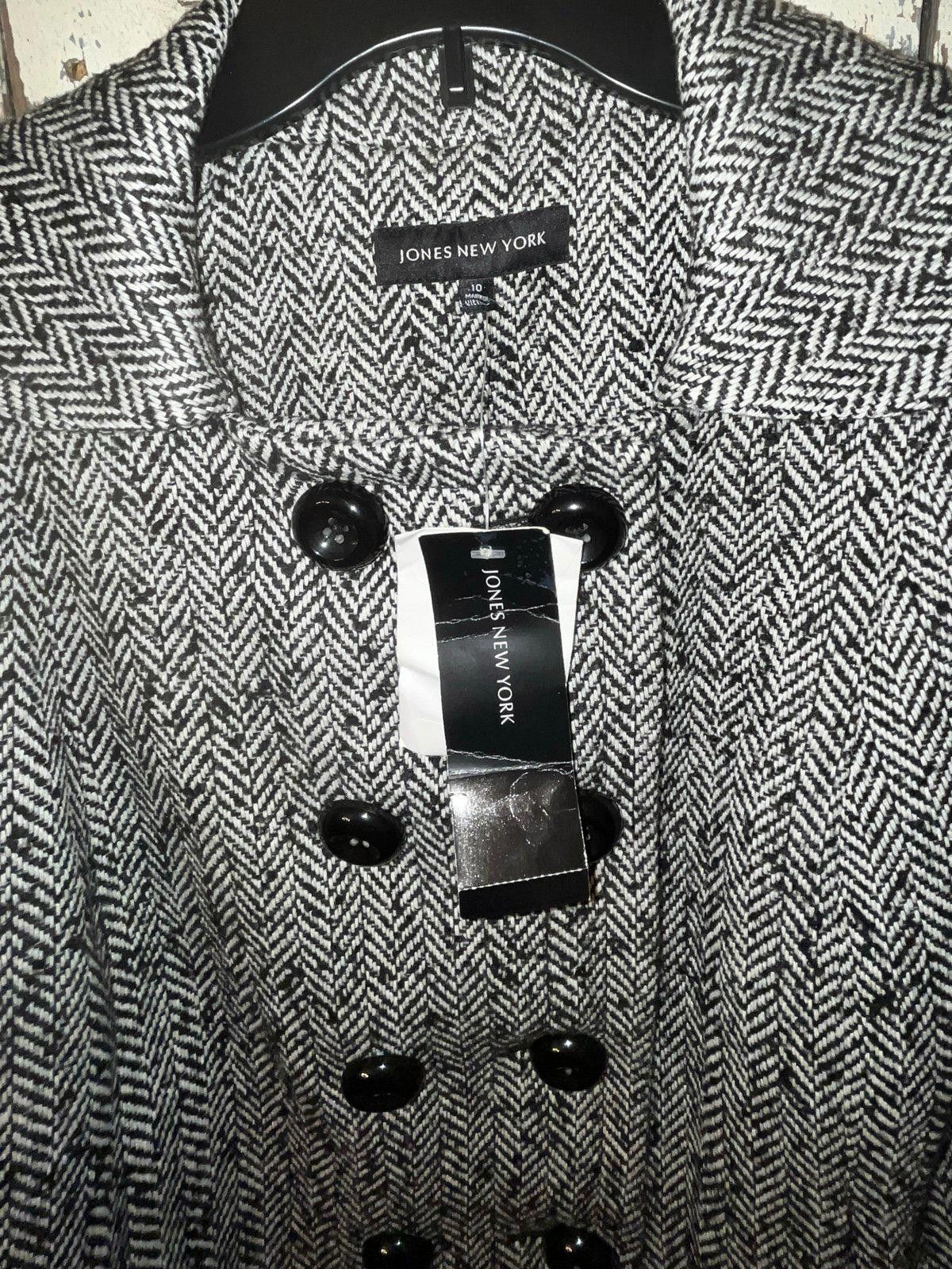 Jones New York NWT Jones New York black white herringbone jacket, size 10 Size M / US 6-8 / IT 42-44 - 4 Thumbnail