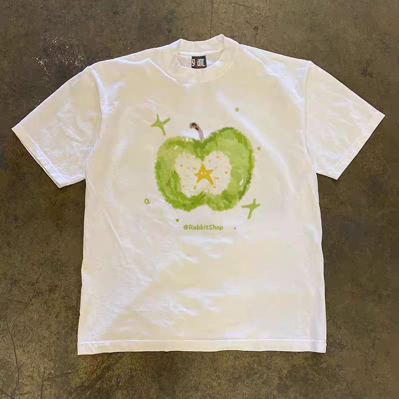 Japanese Brand × Vintage Apple print casual loose retro cotton t-shirt Size US M / EU 48-50 / 2 - 1 Thumbnail