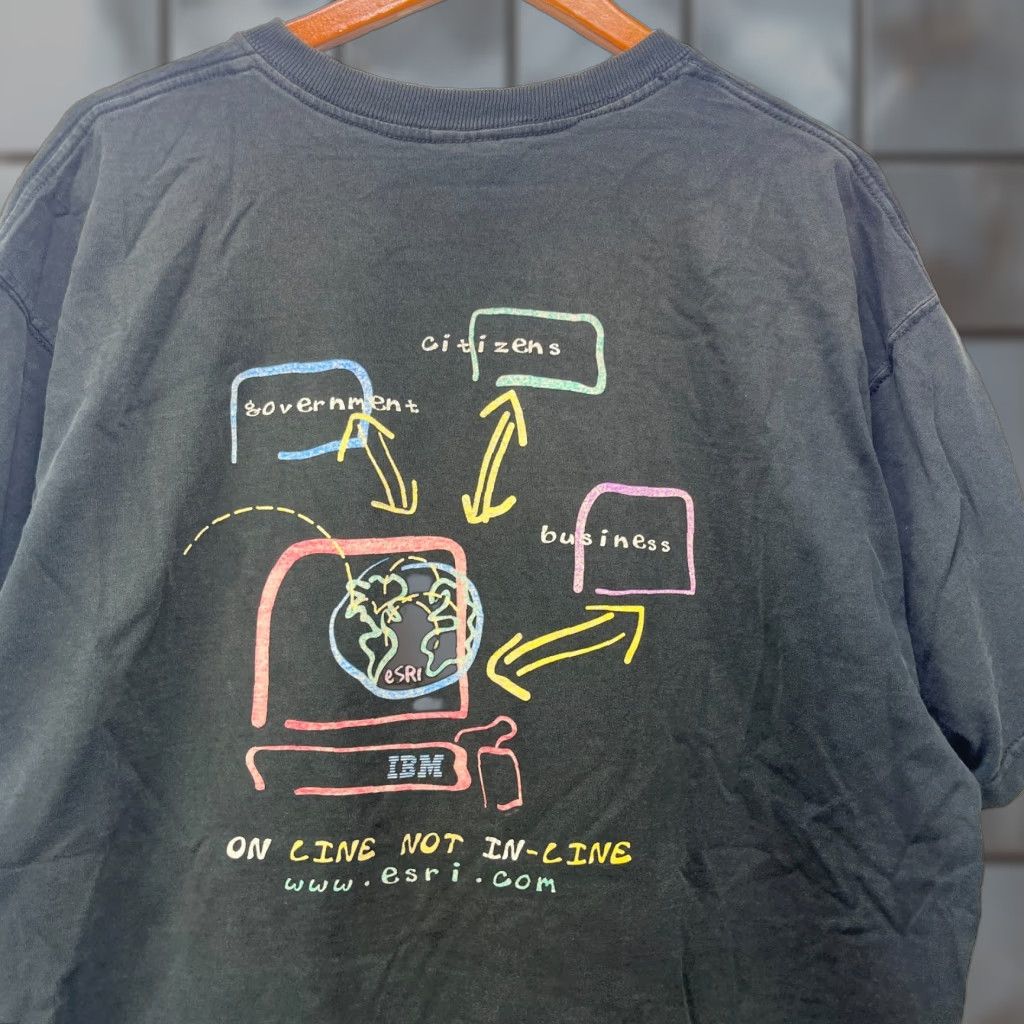 Fruit Of The Loom VINTAGE 90s IBM Computer Internet Solutions T Shirt XL Mens Short Sleeve Crew Neck Black Cotton Logo 2XL 90s Theme Shirt Size US XXL / EU 58 / 5 - 1 Thumbnail