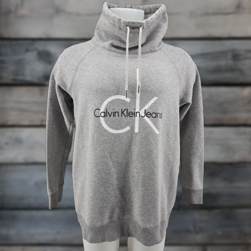 Calvin Klein Calvin Klein Sweatshirt Cowlneck Gray Size L Women's Pullover Activewear Decade Logo Plain Solid Knit Size L / US 10 / IT 46 - 1 Thumbnail