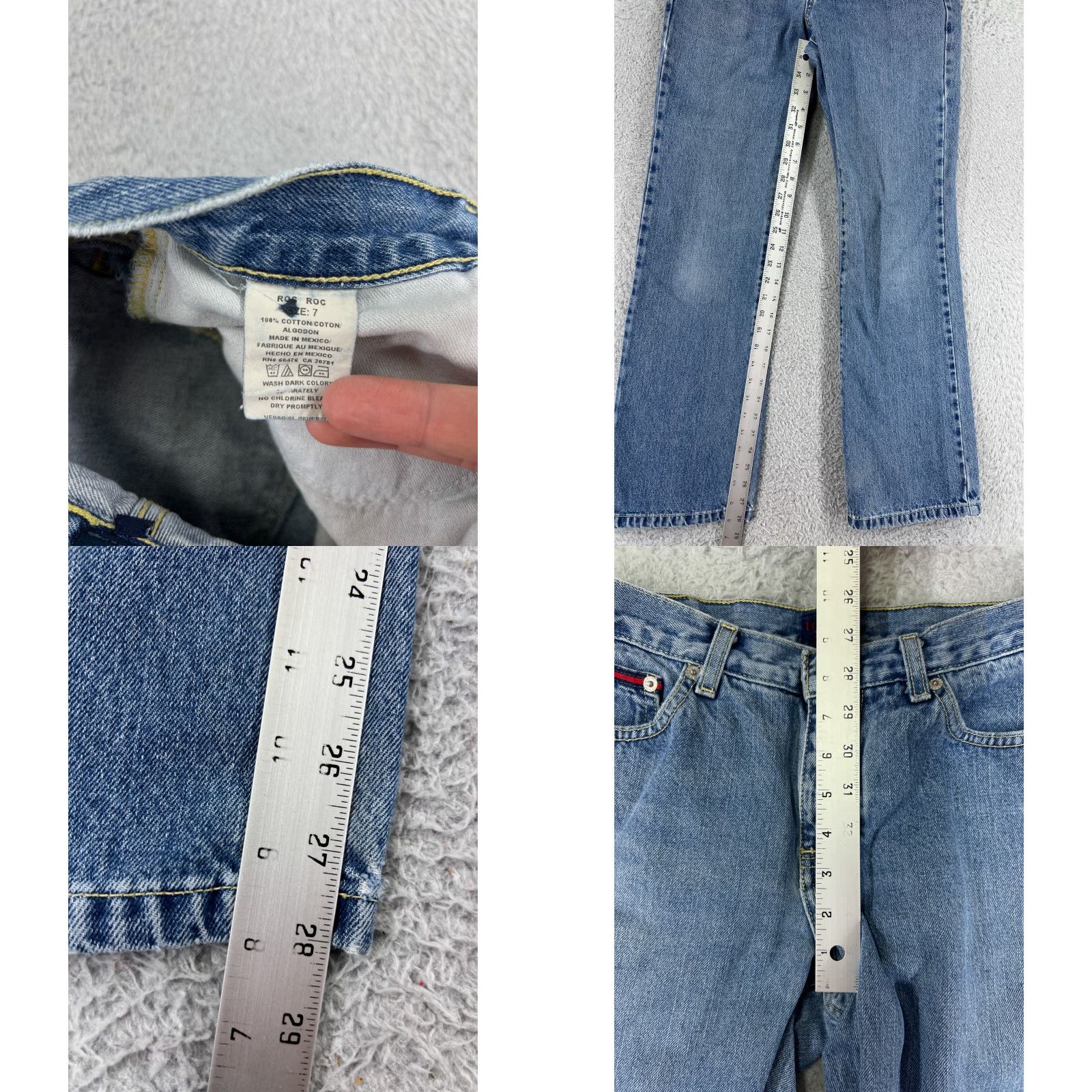 Tommy Hilfiger Tommy Hilfiger Jeans Womens 7 Blue Denim Bootcut Mid Rise 5-Pocket Design Embroidered Cotton Blend Distressed Stretch Size 28" / US 6 / IT 42 - 8 Thumbnail