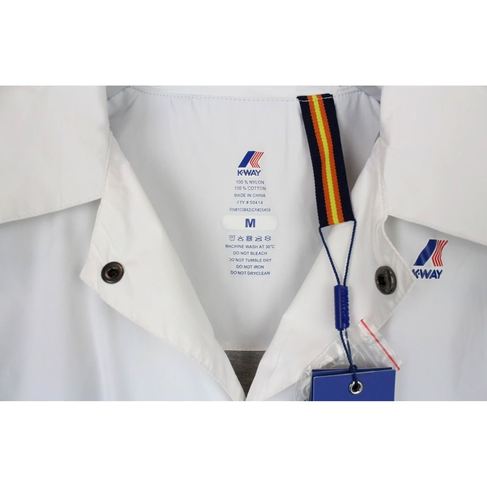 K-Way K-Way Raoul Jersey Jacket Men's MEDIUM Snap Button Polo Collar White Thin Jacket Size US M / EU 48-50 / 2 - 5 Thumbnail