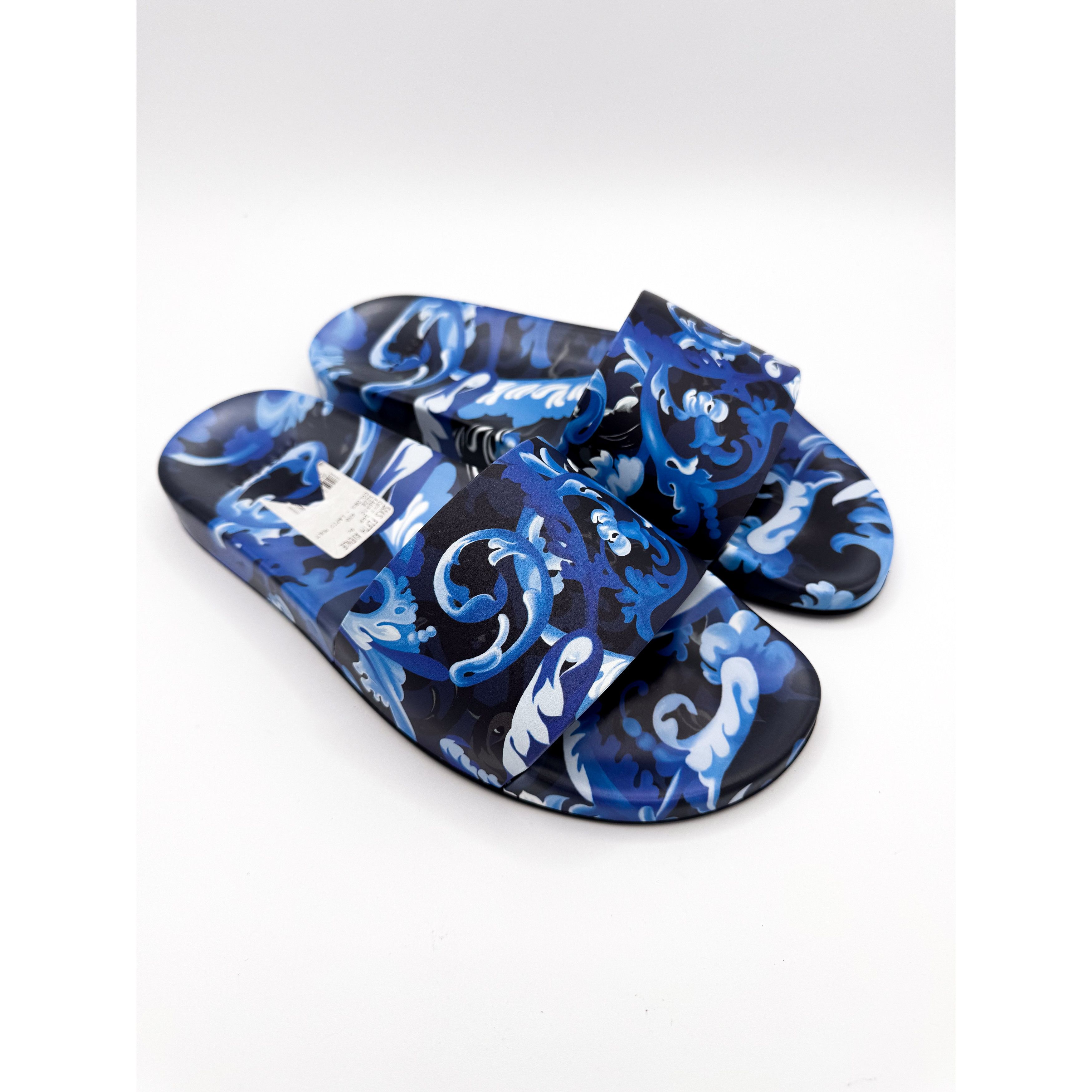 Versace Versace Blue Baroccoflage Slides US 10 / EU 43 Size US 10 / EU 43 - 4 Thumbnail