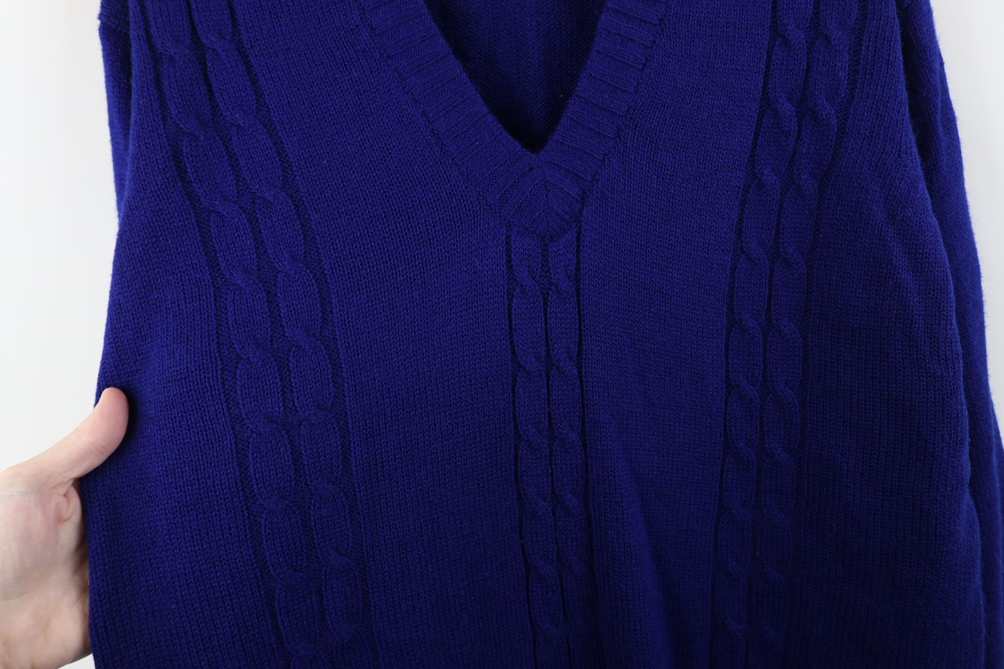 Vintage Vintage 70s Streetwear Ribbed Cable Knit V-Neck Sweater Blue Size L / US 10 / IT 46 - 5 Thumbnail
