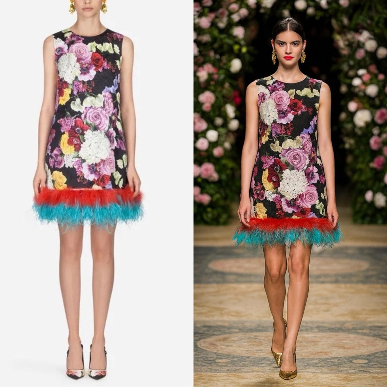 Dolce & Gabbana RARE🩵 Dolce & Gabbana Dress In Printed Brocade​​​ Size XS / US 0-2 / IT 36-38 - 1 Thumbnail