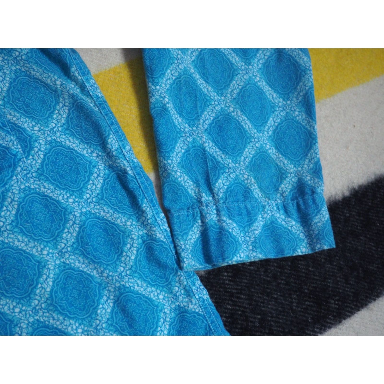 Vintage VTG Truval 60s 70s Shirt Hippy Boho Madras Blue Button Womens L Size L / US 10 / IT 46 - 6 Thumbnail