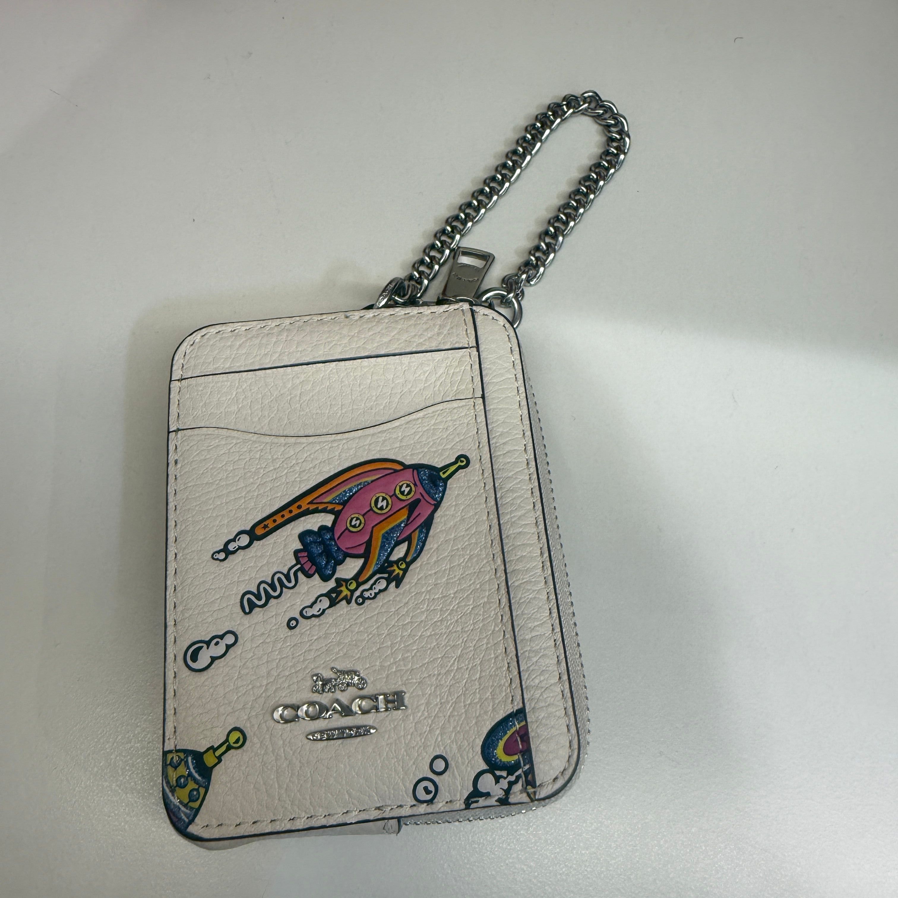 coach Cosmic Coach Zip Card Case With Rocket Print cw889