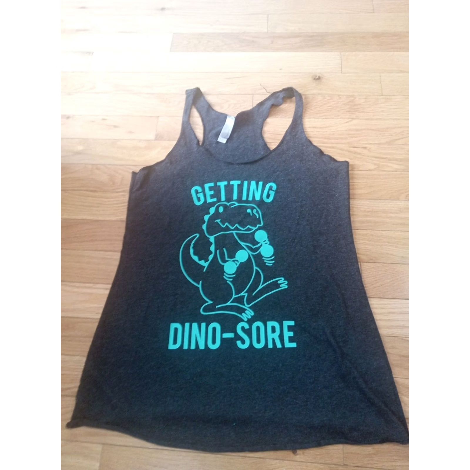Next Level Next Level Women Racerback Tank Getting Dino-Sore Next Level S Gray Tank Women S Racerback 30" Chest 24" Length Size S / US 4 / IT 40 - 3 Thumbnail