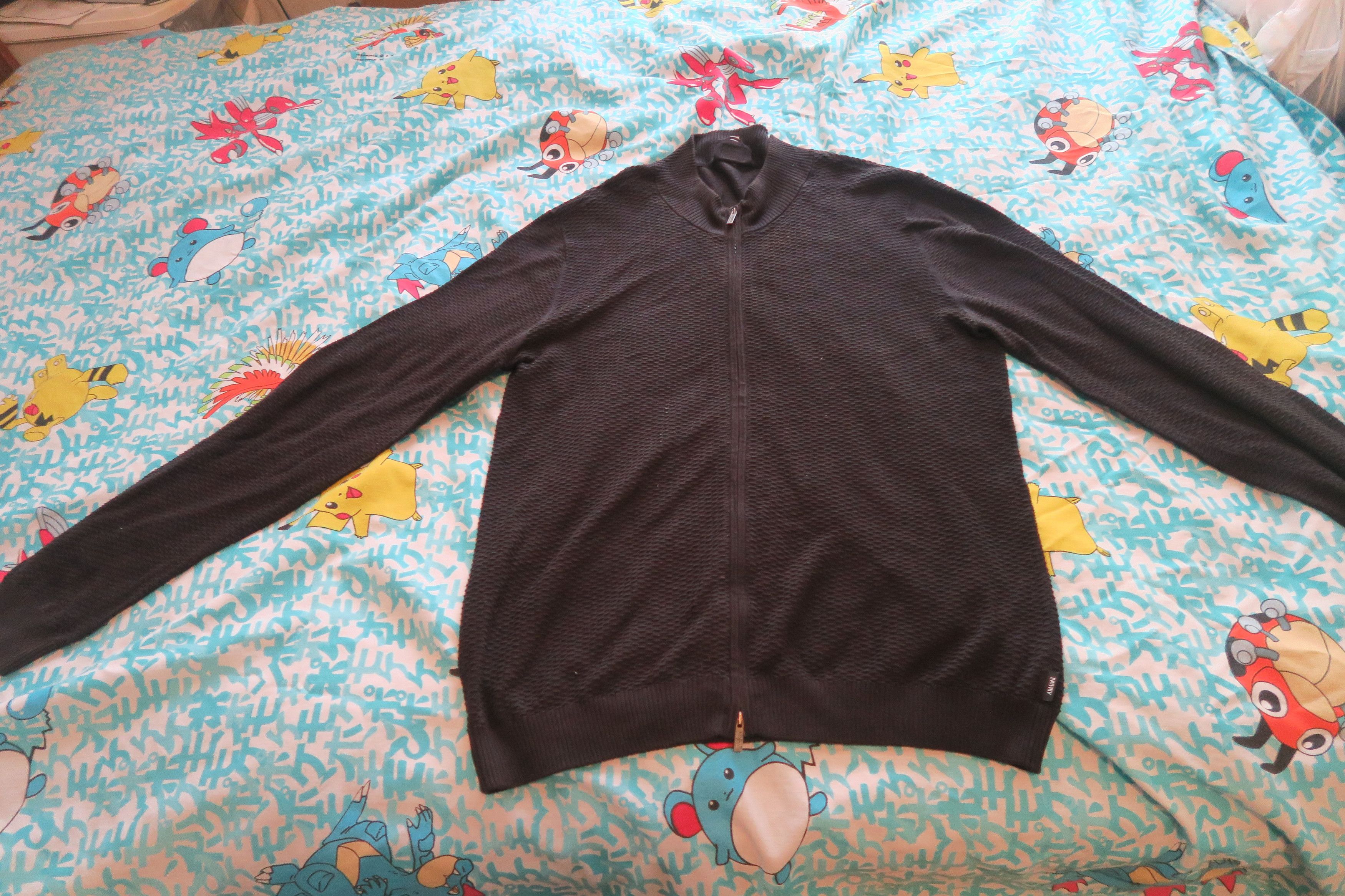 Armani Collezioni Black Textured Cotton Zip Sweater Luxury