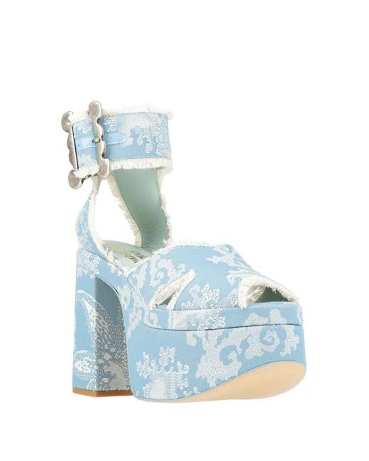 o1f1d3z0825 Ankle Buckled Platform Sandals in Light Blue