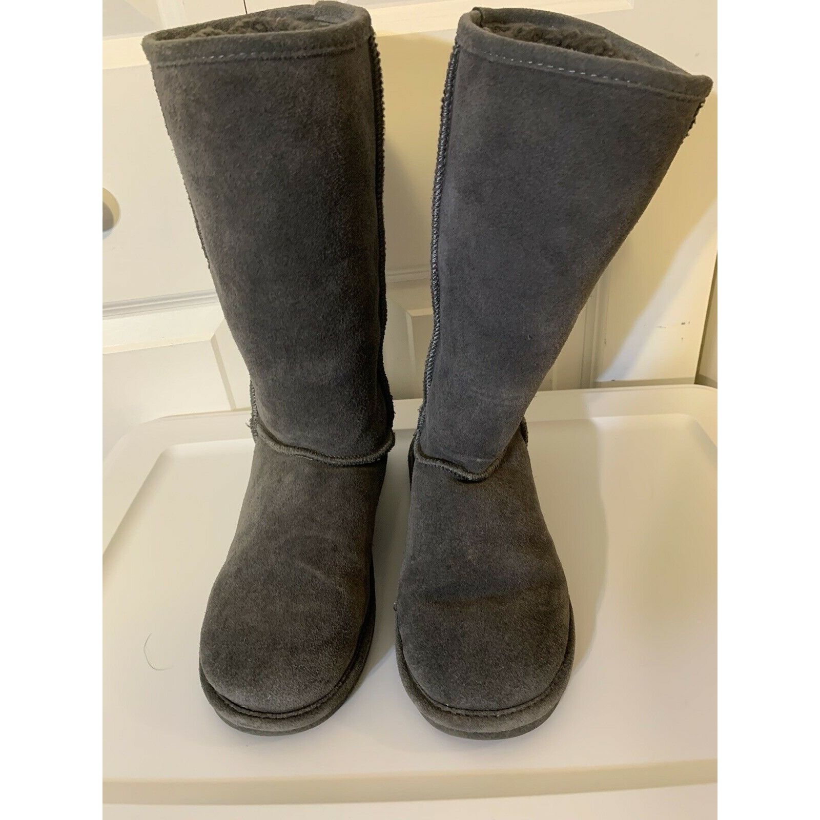 Other Bjorndal Zoe Mid Calf Boots Gray Leather Sheepskin Lined Pul Size US 8 / IT 38 - 3 Thumbnail
