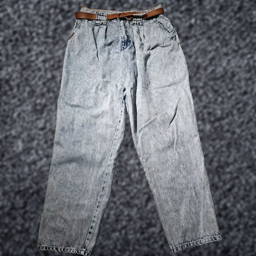 Vintage VINTAGE PS Gitano Jeans Womens Sz 18 Short Blue Acid Wash High Rise Taper Bareback Ladies Jeans 80s 90s Retro Hip Hop Logo City Size 40" / US 18 - 1 Thumbnail
