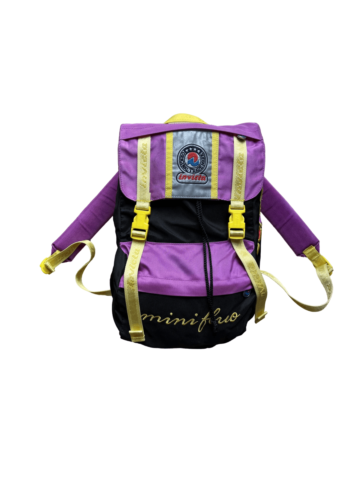 Invicta 90s Invicta Mini Fluo Purple Yellow Day Hiking School Bag Size ONE SIZE - 1 Thumbnail