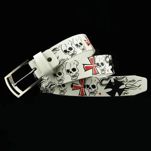 Japanese Brand × Vintage Skull Skeleton Pattern Pin Buckle Belt Size 30 - 3 Thumbnail