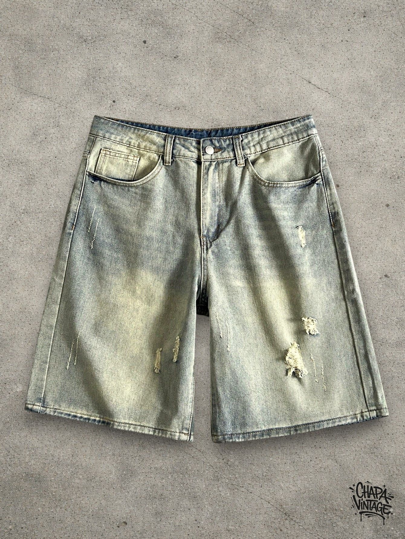 Vintage Washed distressed jeans shorts Size US 32 / EU 48 - 4 Thumbnail